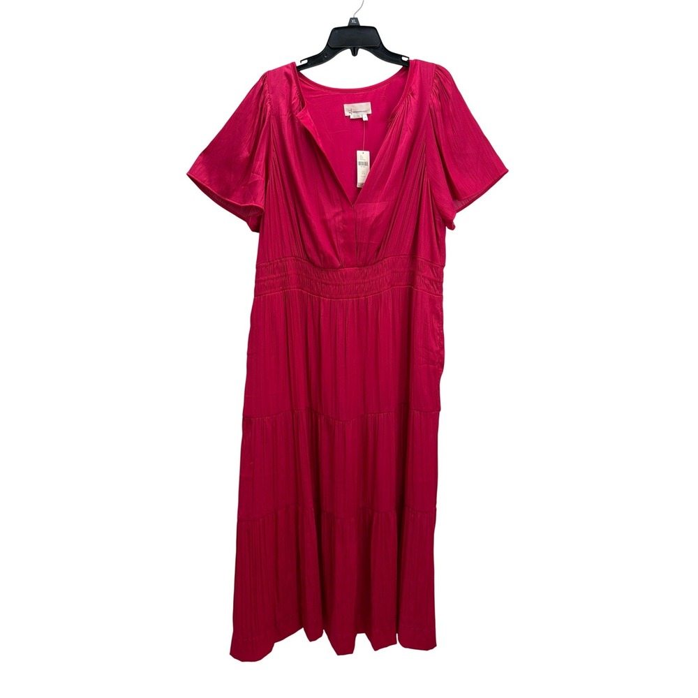 By Anthropologie The Somerset Maxi in Pink Lumensilk Edition Dress 2X